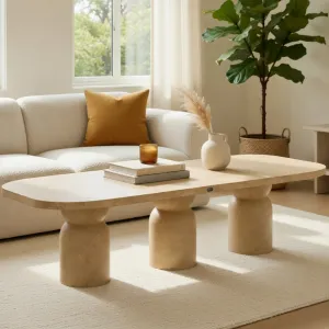 Luxury Yellow Sculptural Oval Pedestal Table for Indoor & Outdoor Living Lifestyle View by Luxury Group International