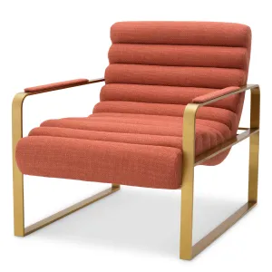 Luxury Coral and Gold Channel-Tufted Upholstered Armchair - Luxury Hotel Furniture by Luxury Group International