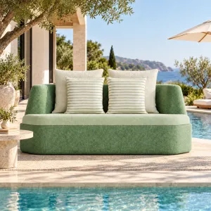 Canapé d'Extérieur Courbé Vert Menthe avec Coussins – 178 cm - Mobilier de Luxe pour Hôtels Vue lifestyle par Luxury Group International