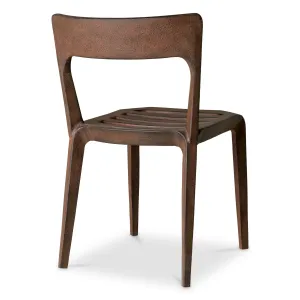 Modern Bronze Metal Dining Chair with Open Back and Slatted Seat - Luxury Dining Chair Back View by Luxury Group International