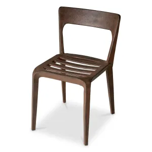 Modern Bronze Metal Dining Chair with Open Back and Slatted Seat - Luxury Dining Chair Side View by Luxury Group International