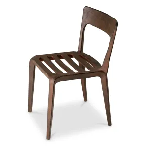 Modern Bronze Metal Dining Chair with Open Back and Slatted Seat - Luxury Dining Chair Side View by Luxury Group International