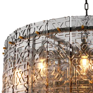 Modern Chandelier with Tiered Geometric Glass Panels and Golden Frame - Luxury Hotel Furniture Detail View by Luxury Group International