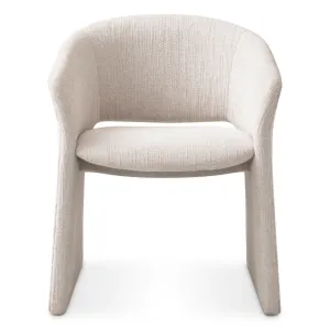 Modern Cream Upholstered Dining Chair with Curved Backrest - Luxury Hotel Furniture Front View by Luxury Group International