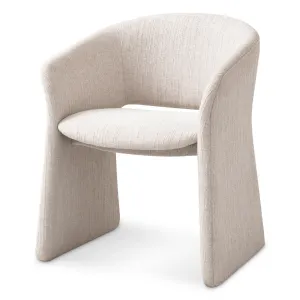 Modern Cream Upholstered Dining Chair with Curved Backrest - Luxury Hotel Furniture Side View by Luxury Group International