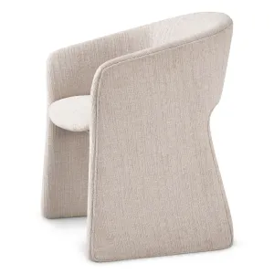 Modern Cream Upholstered Dining Chair with Curved Backrest - Luxury Hotel Furniture Side View by Luxury Group International