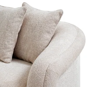 Modern Cream Upholstered Sofa with Curved Arms and Deep Cushioned Seat - Luxury Hotel Furniture Detail View by Luxury Group International