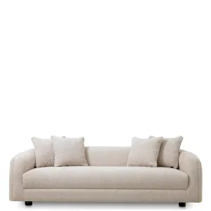 Modern Cream Upholstered Sofa with Curved Arms and Deep Cushioned Seat - Luxury Hotel Furniture Front View by Luxury Group International