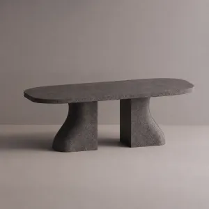 Table à manger moderne avec base piédestal sculpturale et plateau arrondi - Mobilier de luxe pour hôtels par Luxury Group International