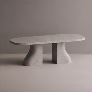 Table à manger moderne avec base piédestal sculpturale et plateau arrondi - Mobilier de luxe pour hôtels par Luxury Group International