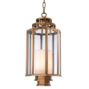Lampada a Sospensione Lanterna in Ottone di Lusso con Pannelli in Vetro Trasparente di Luxury Group International