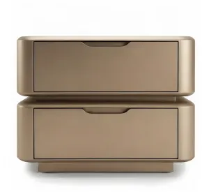 Luxury Champagne Beige Two-Drawer Nightstand for Elegant Bedrooms -Luxury Hotel Furniture by Luxury Group International