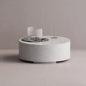 Mesa moderna para fogata exterior con protector de viento de vidrio - Mobiliario de lujo para hoteles por Luxury Group International