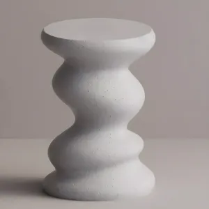 Luxury sculptural concrete side table with wavy scalloped design - Luxury hotel furniture by Luxury Group International