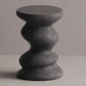 Luxury sculptural concrete side table with wavy scalloped design - Luxury hotel furniture by Luxury Group International