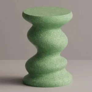 Luxury sculptural concrete side table with wavy scalloped design - Luxury hotel furniture by Luxury Group International