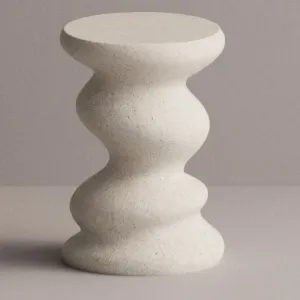 Luxury sculptural concrete side table with wavy scalloped design - Luxury hotel furniture by Luxury Group International