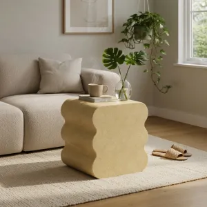 Modern Sculptural Concrete Bedside Table for Luxury Bedrooms Lifestyle View by Luxury Group International