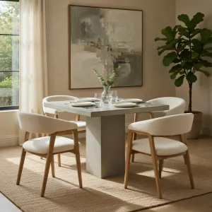 Modern Square Concrete Pedestal Table for Luxury Indoor Outdoor Spaces Lifestyle View by Luxury Group International