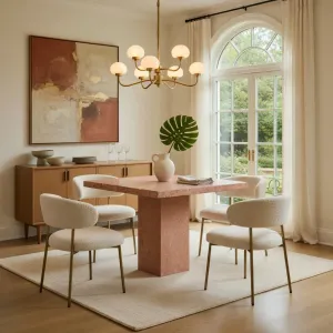 Modern Square Concrete Pedestal Table for Luxury Indoor Outdoor Spaces Lifestyle View by Luxury Group International