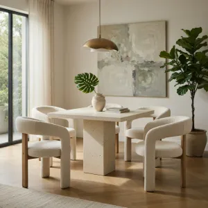 Modern Square Concrete Pedestal Table for Luxury Indoor Outdoor Spaces Lifestyle View by Luxury Group International