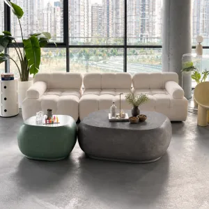 Modern Stone Coffee Table with Rounded Organic Design -Luxury Coffee Table Lifestyle View by Luxury Group International