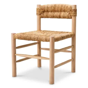 Natural Rattan Dining Chair with Handwoven Seat and Wooden Frame -Luxury Hotel Furniture Front View by Luxury Group International