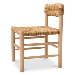 Natural Rattan Dining Chair with Handwoven Seat and Wooden Frame -Luxury Hotel Furniture Side View by Luxury Group International