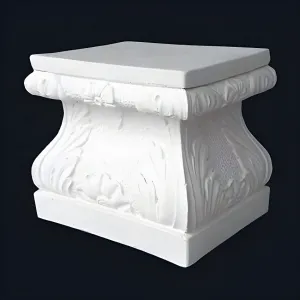 Ornamentales Luxus-Gartenpodest mit skulptiertem Akanthus-Relief und geformtem Oberteil – Gartendekoration Vorderansicht von Luxury Group International