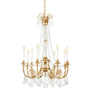 Lampadario di Lusso a Candele di Cristallo – Elegante Lampadario a Sospensione Dorato per Interni Raffinati di Luxury Group International