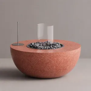 Mesa de Fogata Exterior con Protector de Viento de Cristal y Quemador de Piedra - Mobiliario de Hotel de Lujo por Luxury Group International