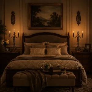 Paire de Chandeliers Baroques de Luxe à Quatre Lumières avec Bras en Volutes et Base Sculpturale Vue lifestyle par Luxury Group International
