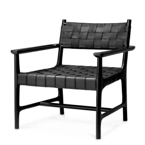 Luxury Black Woven Leather Armchair with Solid Wood Frame - Luxury Hotel Furniture by Luxury Group International