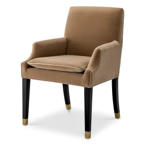 Luxury Taupe Velvet Dining Chair with Gold Accent - Luxury Dining Chair - Luxury Hotel Furniture by Luxury Group International