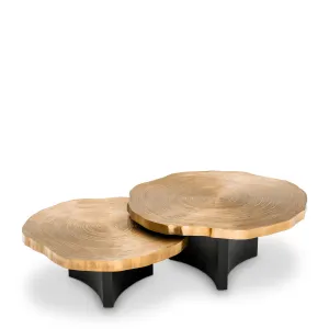 Luxury Gold Nesting Coffee Table Set of 2 with Black Sculptural Bases - Luxury Hotel Furniture by Luxury Group International