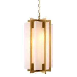 Lampada a Sospensione Moderna di Lusso in Ottone – Lampada da Soffitto Geometrica con Vetro Satinato di Luxury Group International