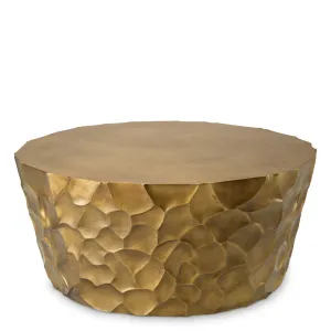 Luxury Gold Hammered Metal Round Coffee Table with Sculptural Base - Luxury Coffee Table by Luxury Group International