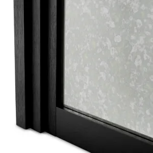 Luxury Modern Side Table in Black matte with antique mirror glass panel - Luxury Hotel Furniture Detail View by Luxury Group International