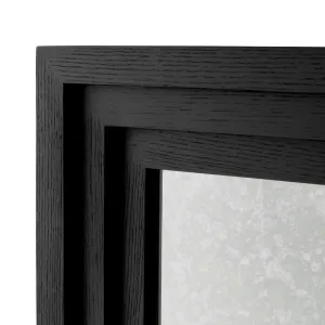 Luxury Modern Side Table in Black matte with antique mirror glass panel - Luxury Hotel Furniture Detail View by Luxury Group International