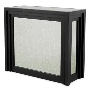 Luxury Modern Side Table in Black matte with antique mirror glass panel - Luxury Hotel Furniture by Luxury Group International