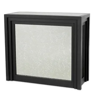 Luxury Modern Side Table in Black matte with antique mirror glass panel - Luxury Hotel Furniture Front View by Luxury Group International