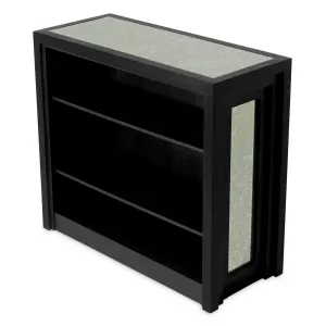 Luxury Modern Side Table in Black matte with antique mirror glass panel - Luxury Hotel Furniture Front View by Luxury Group International