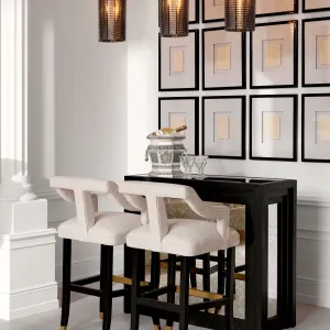 Luxury Modern Side Table in Black matte with antique mirror glass panel - Luxury Hotel Furniture Lifestyle View by Luxury Group International