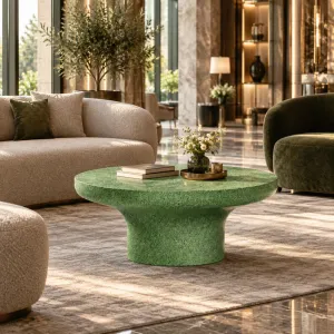 Tavolino Rotondo con Base Scultorea in Terrazzo - Mobili da Esterno di Lusso Vista lifestyle di Luxury Group International
