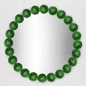 Miroir Mural de Luxe Rond à Disques Verts avec Cadre en Verre Contemporain Vue de face par Luxury Group International