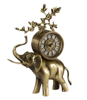 Royal Elephant Luxus Tischuhr mit römischem Zifferblatt & kunstvollem Ast-Kranz Vorderansicht von Luxury Group International