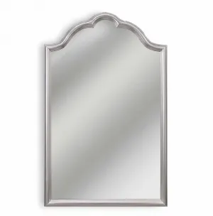 Silver Baroque Luxury Wall Mirror with Curved Crown and Layered Mouldings - Baroque Mirrors Front View by Luxury Group International