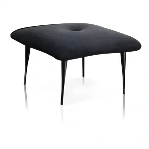 Luxury Sleek Modern Stool in Black Matte Fabric with Curved Boxy Seat Cushion Side View by Luxury Group International