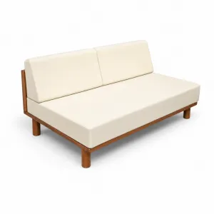 Luxury Armless Two-Seater Teak Outdoor Sofa with Deep Cushions by Luxury Group International