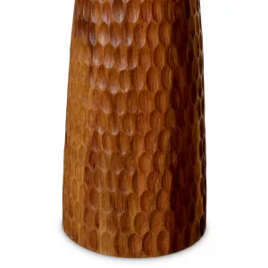 Tall Wooden Floor Lamp with Sculptural Textured Base and Fabric Shade - Luxury Hotel Furniture Detail View by Luxury Group International
